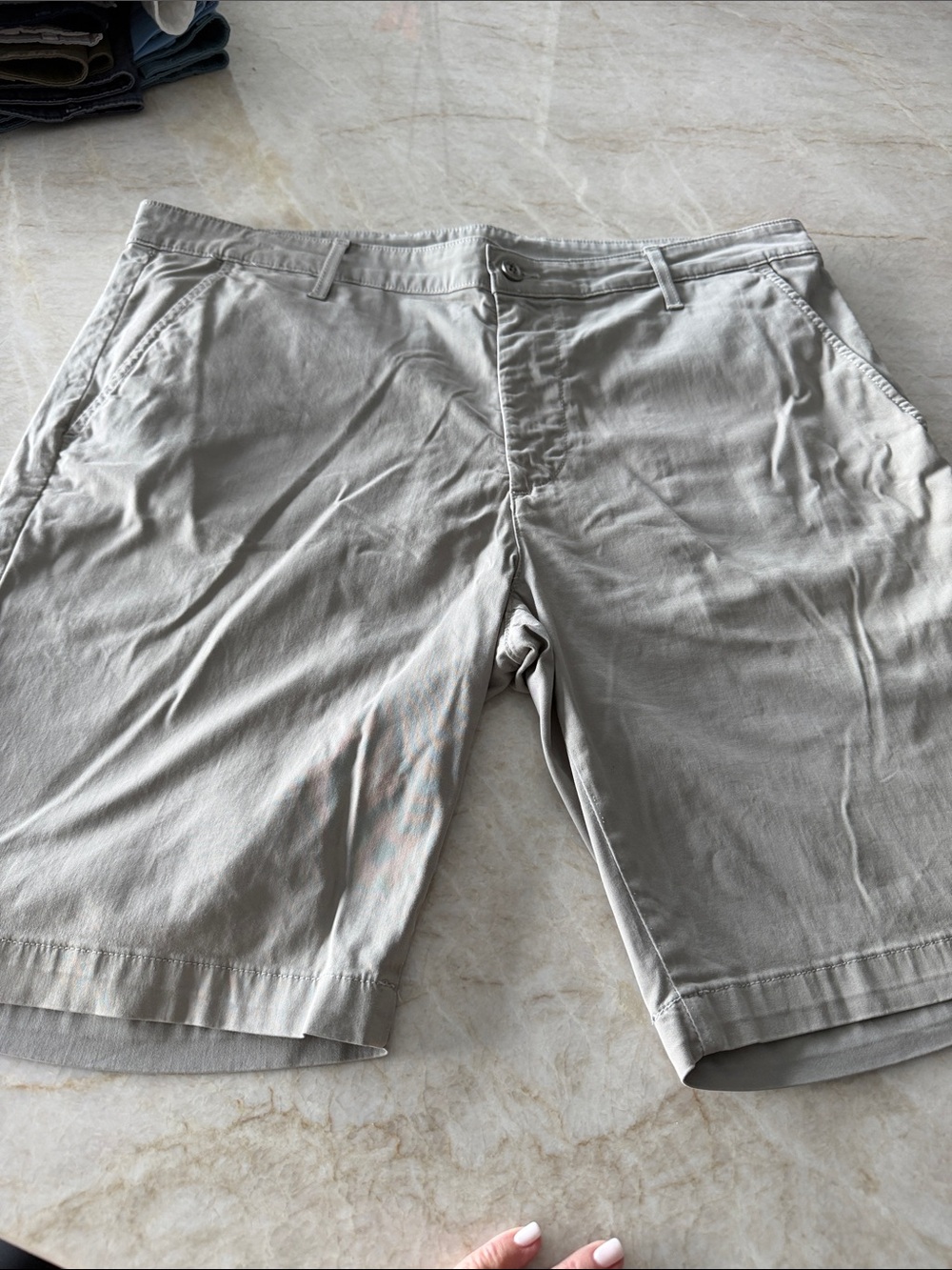 Ag Adriano Goldschmied Light Gray Flat Front Chino Shorts  The Griffin